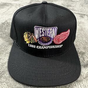 Vtg 1995 NHL Western Conference Detroit Red Wings Chicago Blackhawks Snapback